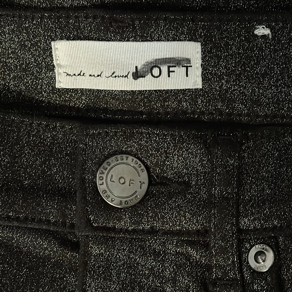 LOFT Shimmer Jeans High Rise Waist Skinny Leg in Black Women’s 25 0 - Picture 6 of 9